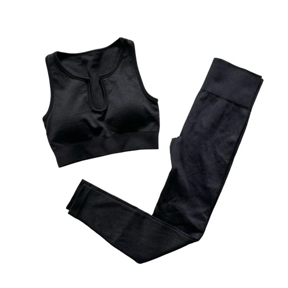 Amazon Ribbed Workout Active‎ Set Black Size S - Picture 1 of 4